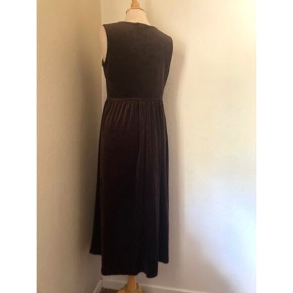 Vintage 90's Brown VELVET Dress - Studio Ease - Sleeveless Brown Maxi Dress - M - Picture 6 of 8